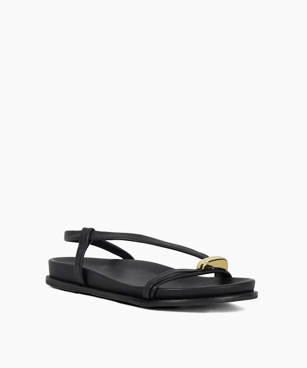 Dune London Lyn - Black Gold Toe Trim Sandals