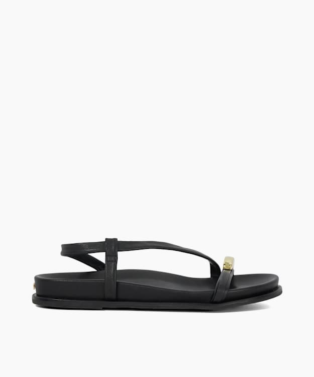 dune london Lyn - Black Gold Toe Trim Sandals