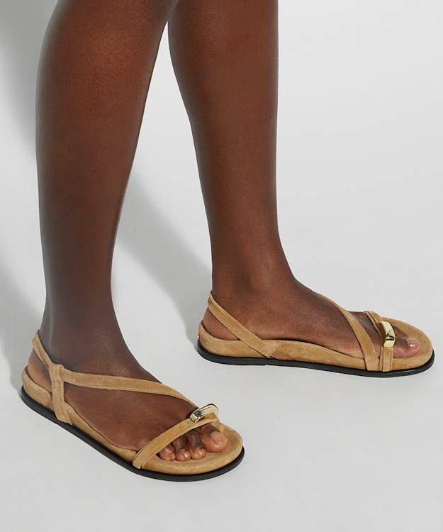 Dune London Lyn - Sand Gold Toe Trim Sandals