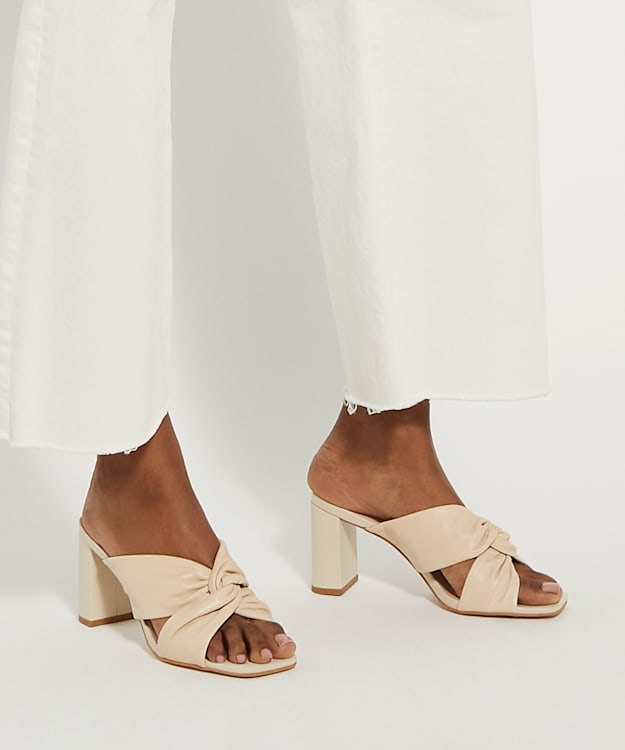 Dune London Maizing - Cream Leather Heeled Mules