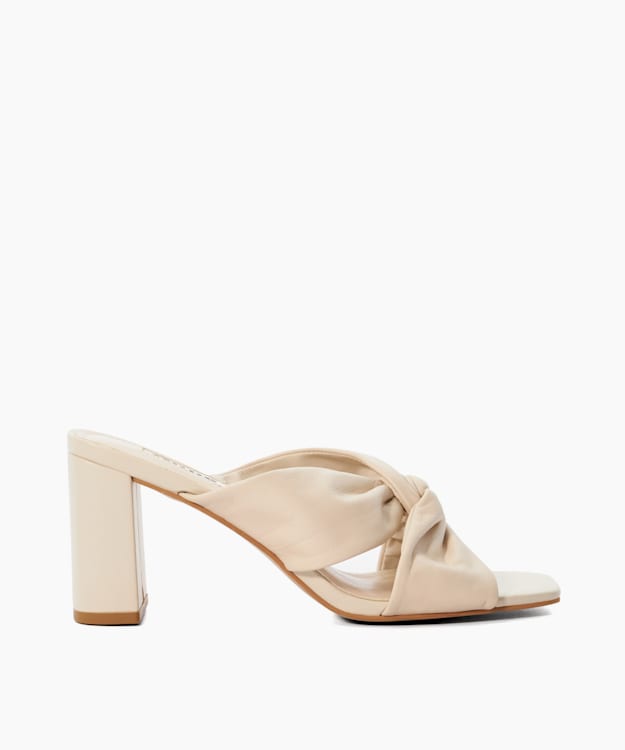 dune london Maizing - Cream Leather Heeled Mules