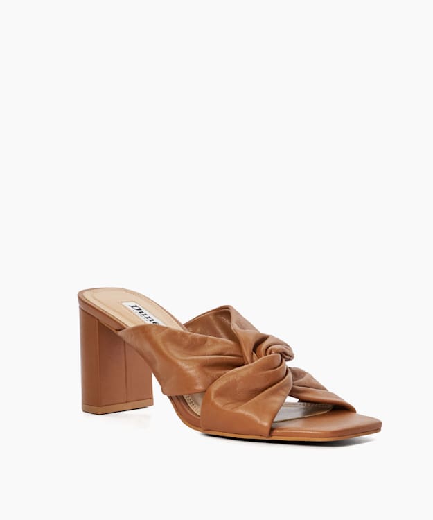 Dune London Maizing - Tan Knot Detail Heeled Mules