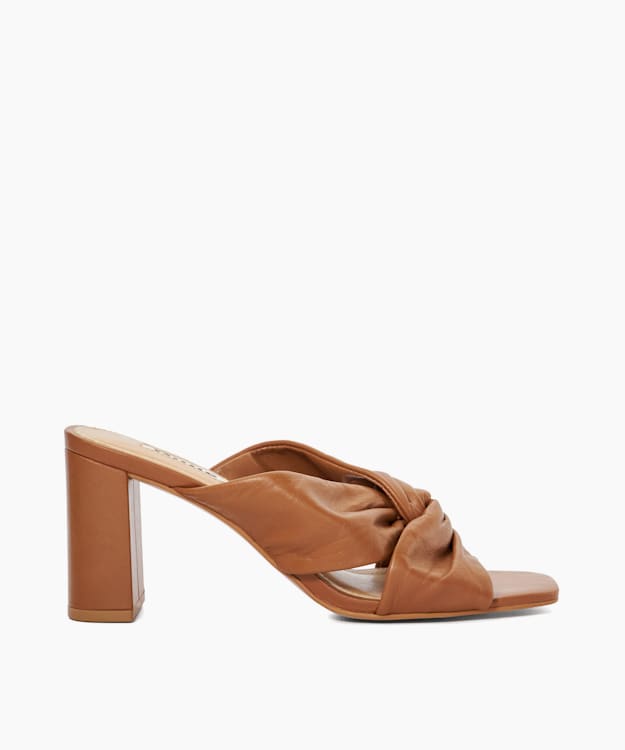 dune london Maizing - Tan Knot Detail Heeled Mules