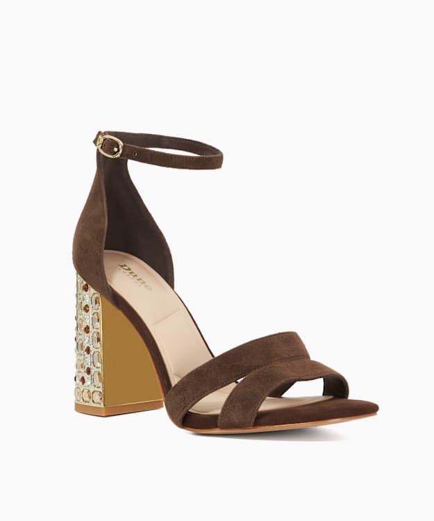 Dune London Majestical - Brown Block Heel Sandals
