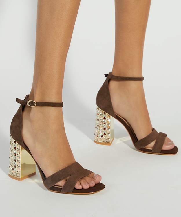 Dune London Majestical - Brown Block Heel Sandals