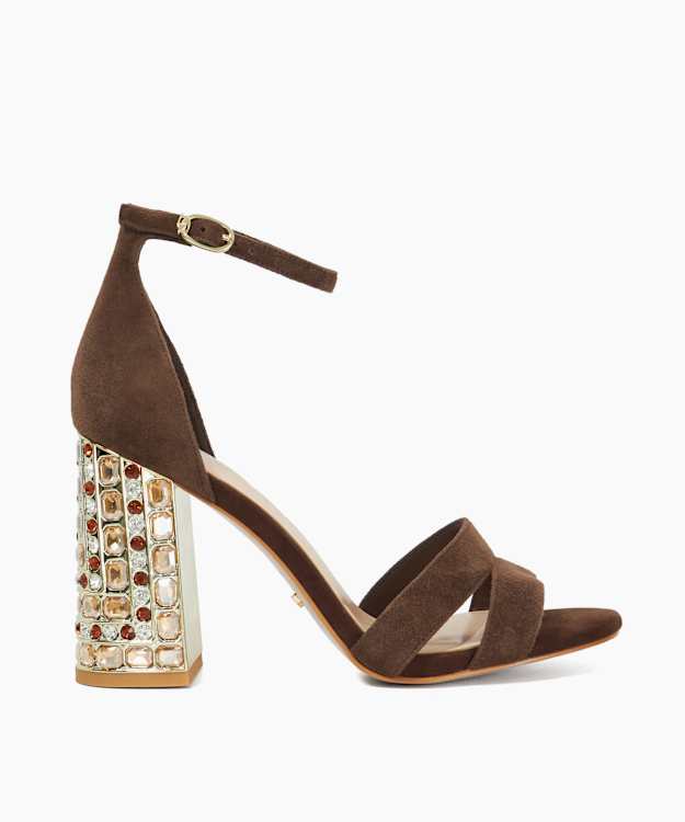 dune london Majestical - Brown Block Heel Sandals