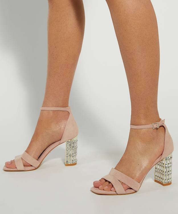 Dune London Malenna - Blush Block Heel Sandals