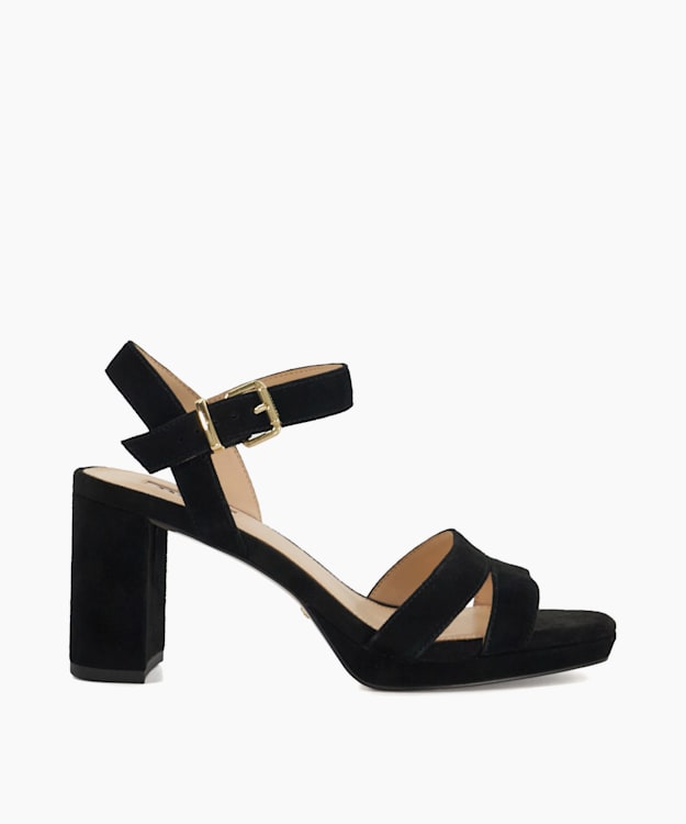 dune london Manifesting - Black Block Heel Sandals