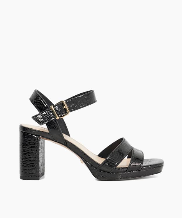 dune london Manifesting - Black Block Heel Sandals