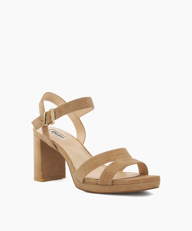 Dune London Manifesting - Caramel Block Heel Sandals