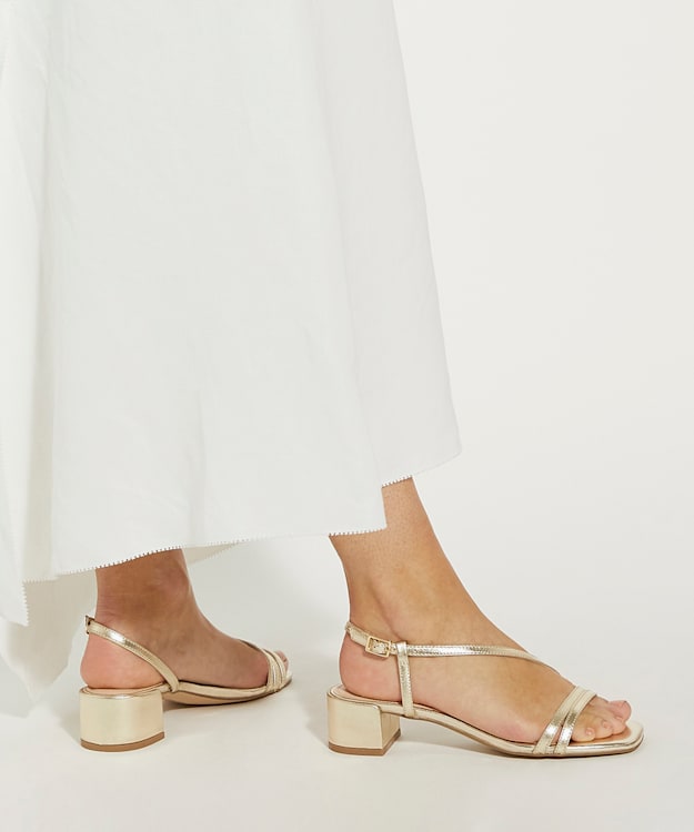 Dune London Maryanna - Gold Block Heeled Sandals