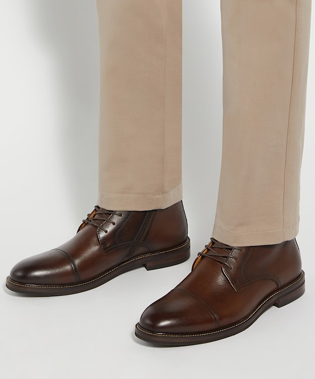 Dune London Matias - Brown Toe Cap Detail Ankle Boot