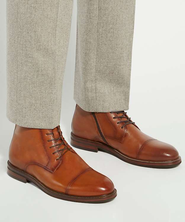 Dune London Matias - Tan Toe Cap Detail Ankle Boot