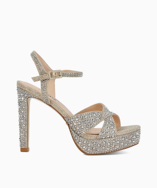 dune london Mayve - Gold Stiletto Heel Sandals