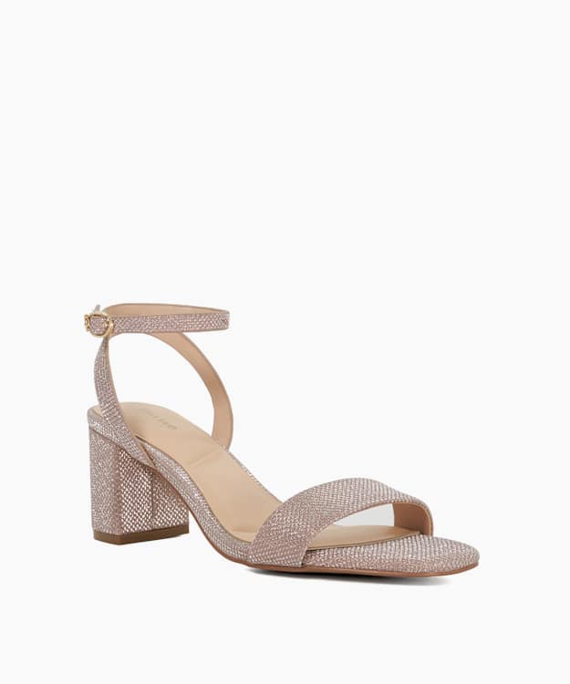 Dune London Melini - Rose Gold Block Heel Sandals