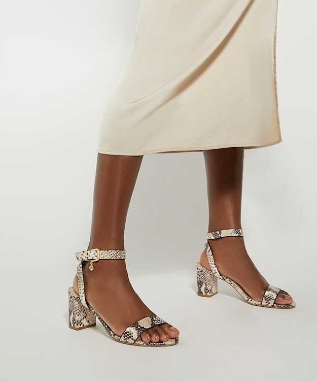 Dune London Memee - Natural Mid Block Heel Sandals