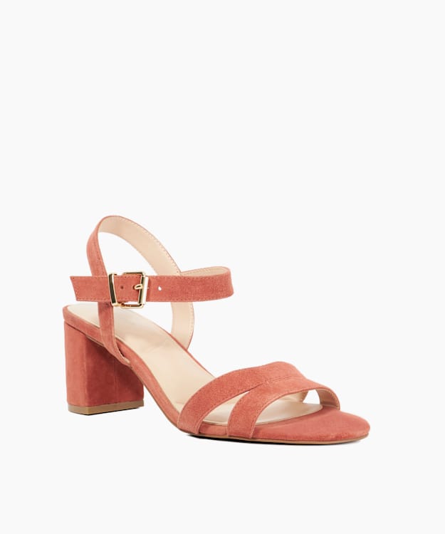 Dune London Merisa - Coral Block-Heeled Sandals
