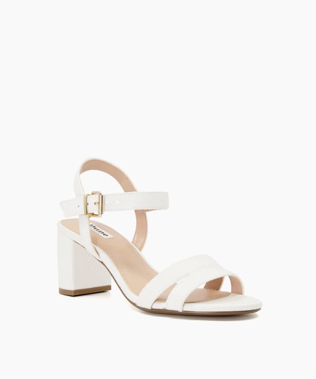 Dune London Merisa - White Block-Heeled Sandals