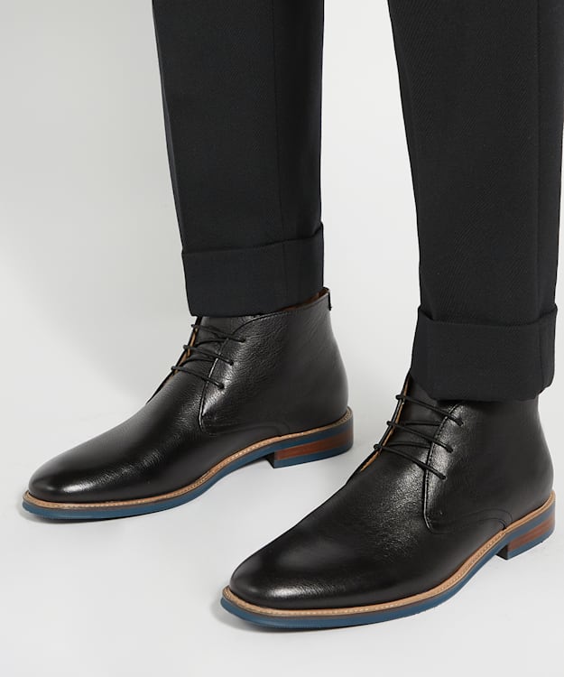 Dune London Millers - Black Round Toe Lace Up Boots
