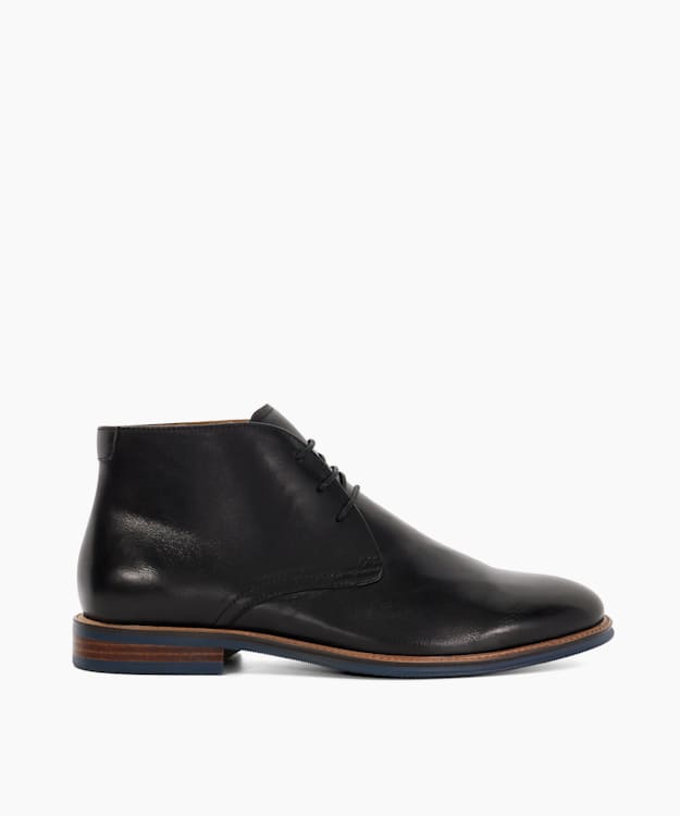 dune london Millers - Black Round Toe Lace Up Boots