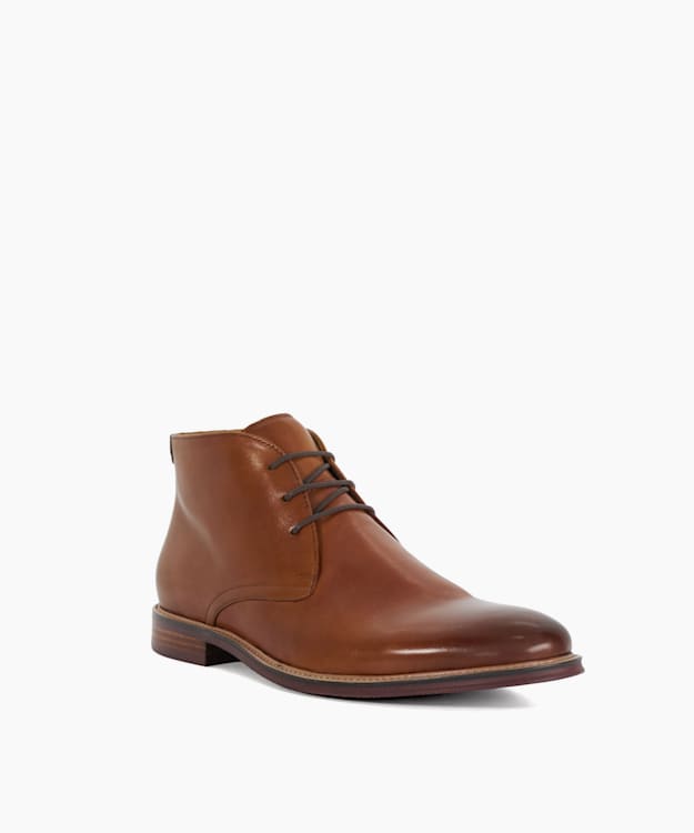 Dune London Millers - Tan Round Toe Lace Up Boots