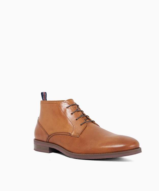 Dune London Minato - Tan Leather Lace-Up Ankle Boots