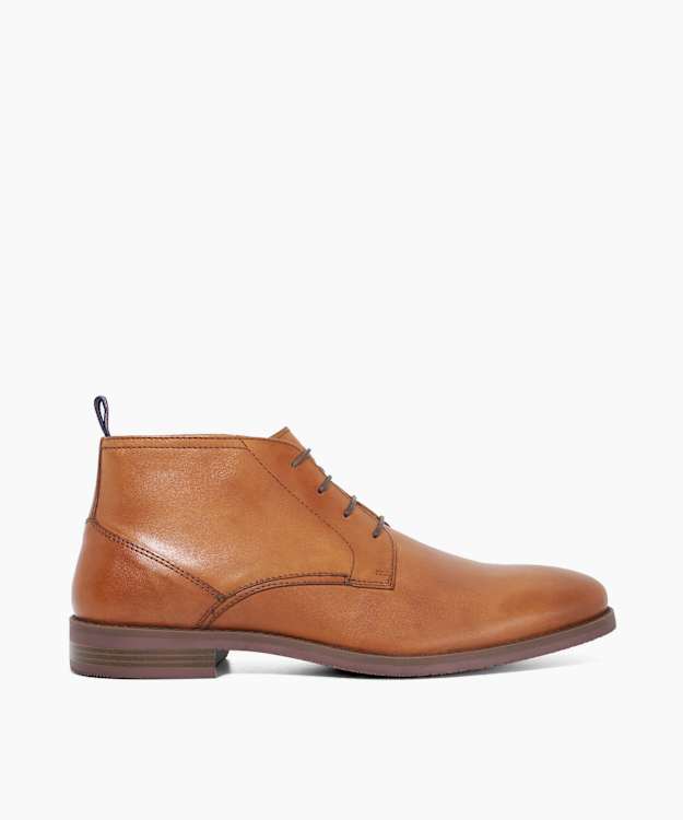 dune london Minato - Tan Leather Lace-Up Ankle Boots