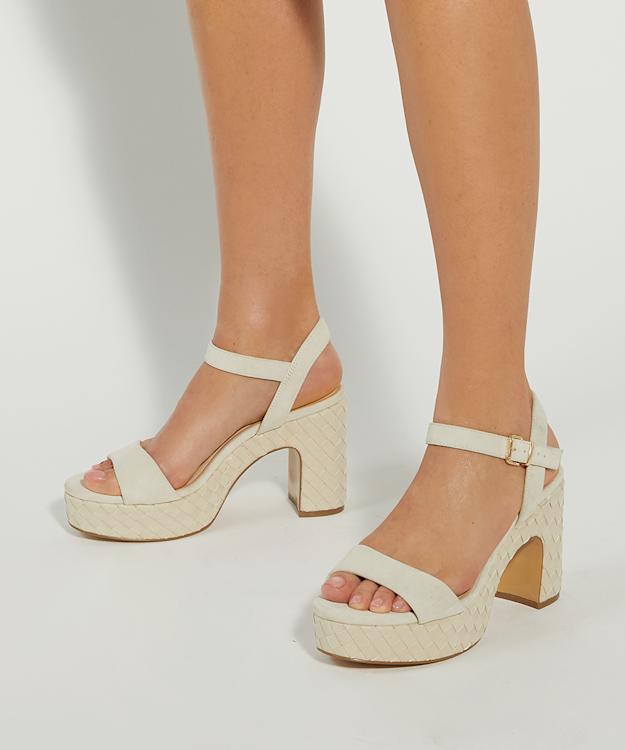 Dune London Monotone - Cream Block Heel Sandals