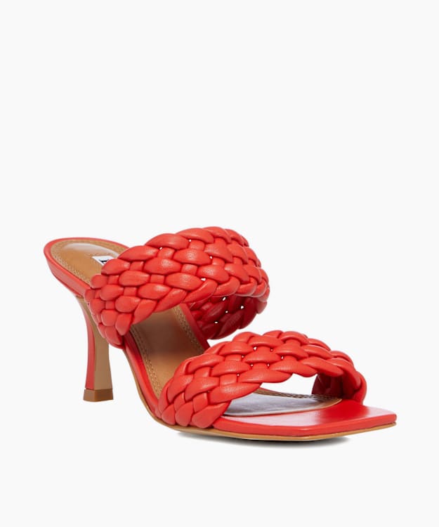 Dune London Moritz - Red Padded Weave Strap Mules