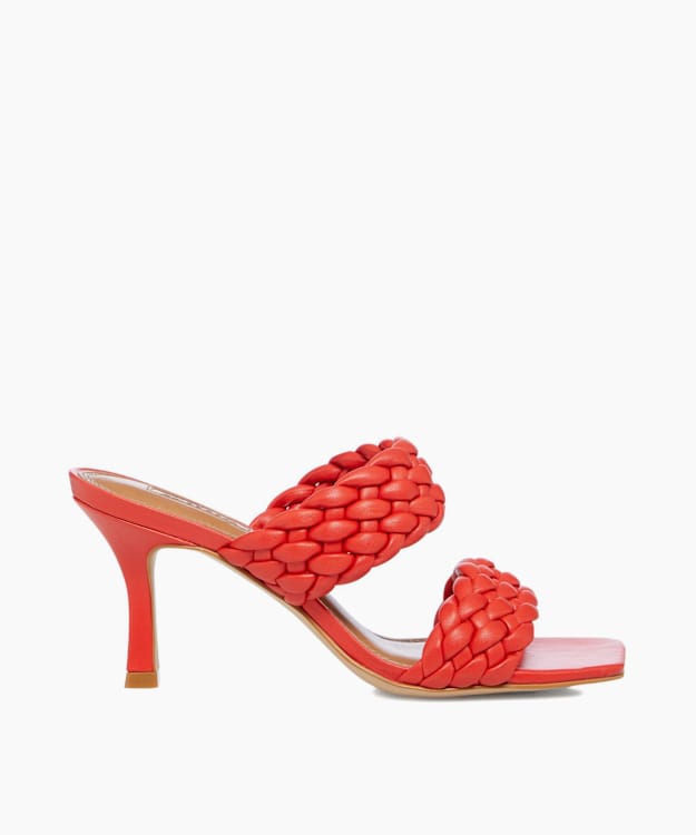 dune london Moritz - Red Padded Weave Strap Mules