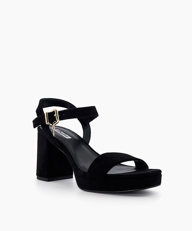 Dune London Motive - Black Mid-Platform Sandals