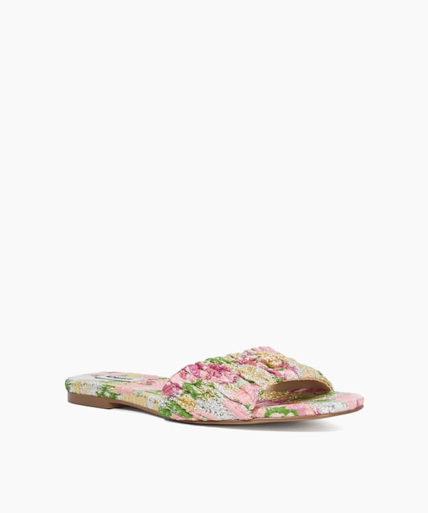 Dune London Nautical - Pink Ruched Jacquard Sandals