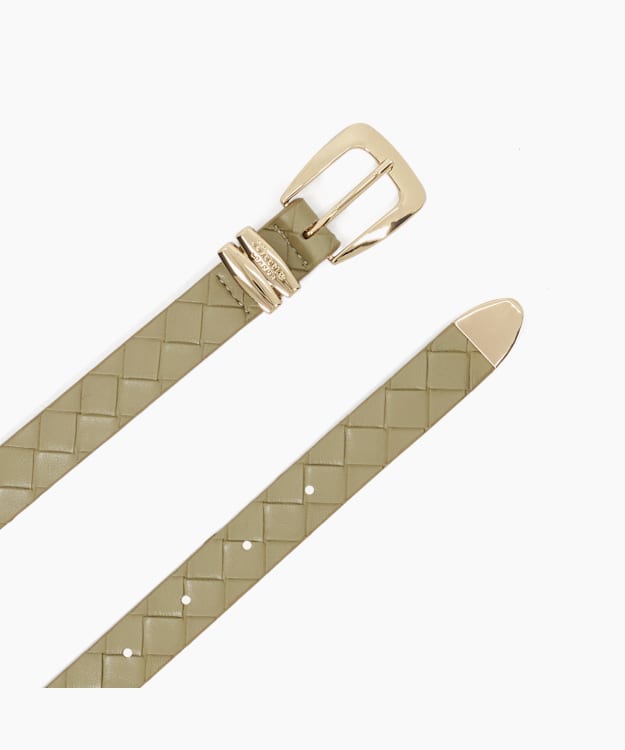 Dune London Niah - Khaki Leather Woven Belt