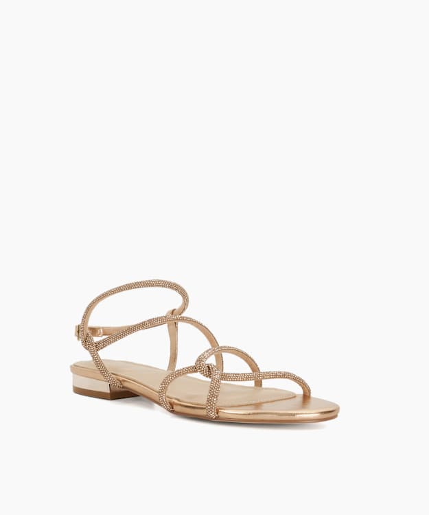 Dune London Norelli - Gold Diamante Strap Sandals