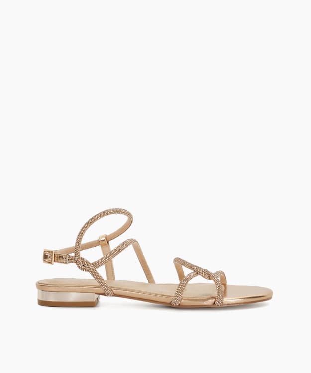 dune london Norelli - Gold Diamante Strap Sandals