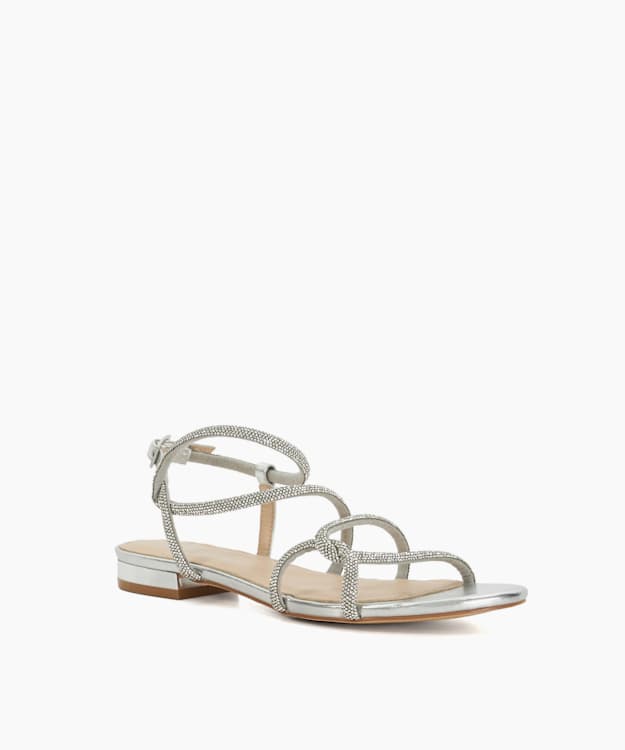 Dune London Norelli - Silver Diamante Strap Sandals