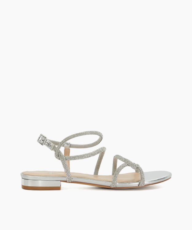 dune london Norelli - Silver Diamante Strap Sandals