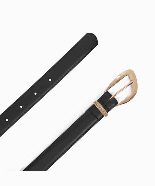 Dune London Norla - Black Leather Gold Buckle Belt