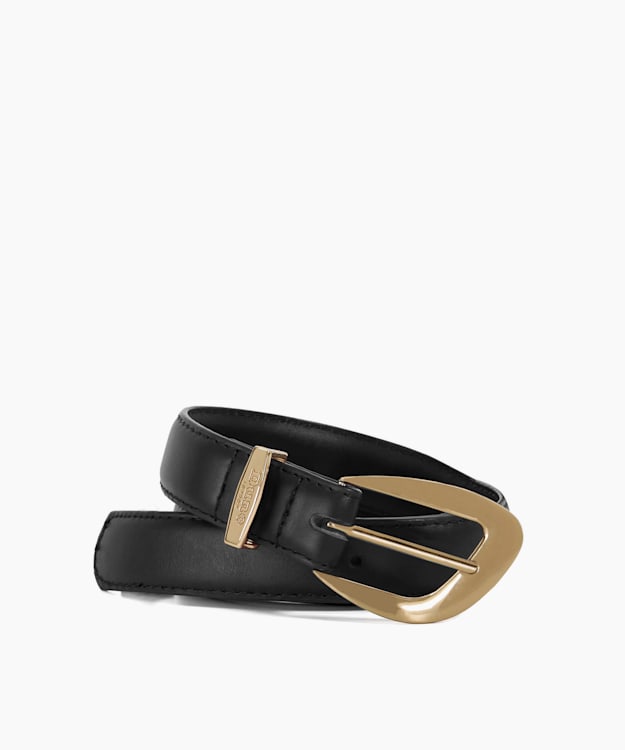 dune london Norla - Black Leather Gold Buckle Belt