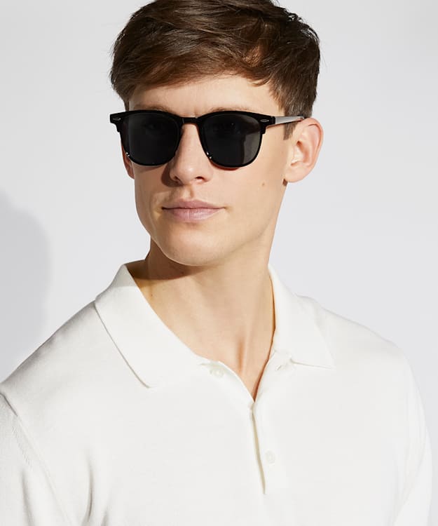 Dune London Obscured - Black Slim-Line Sunglasses