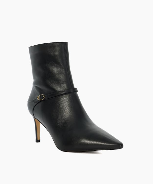 Dune London Olene - Black Heeled Leather Ankle Boots