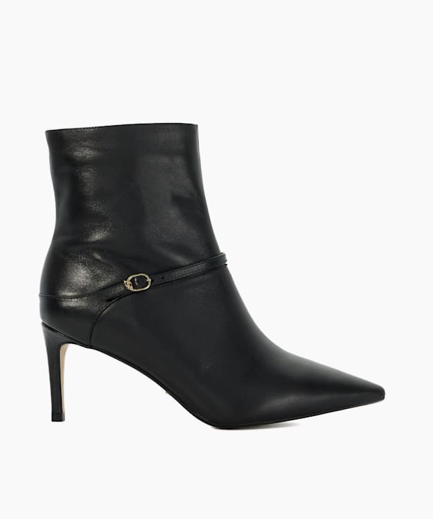 dune london Olene - Black Heeled Leather Ankle Boots