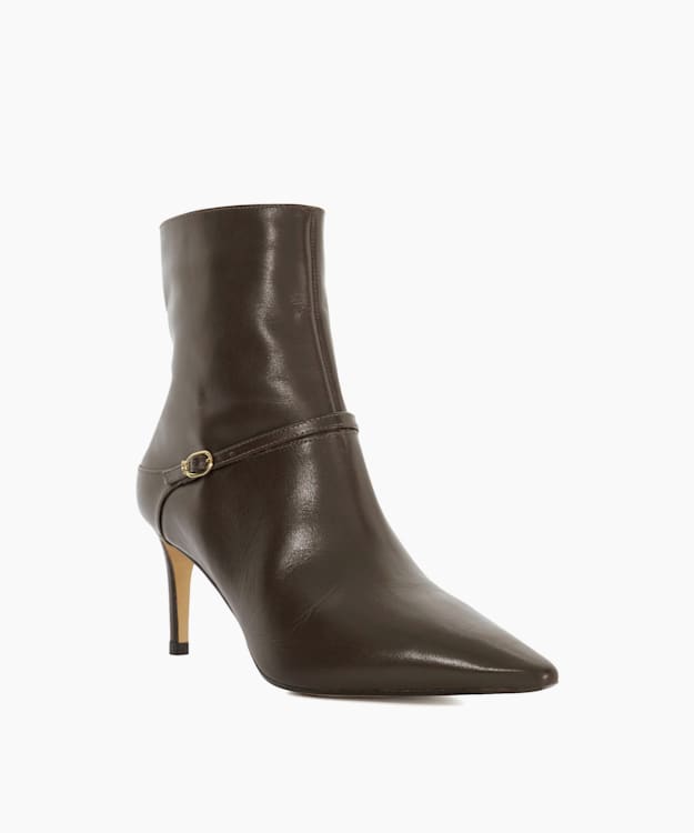 Dune London Olene - Brown Heeled Leather Ankle Boots