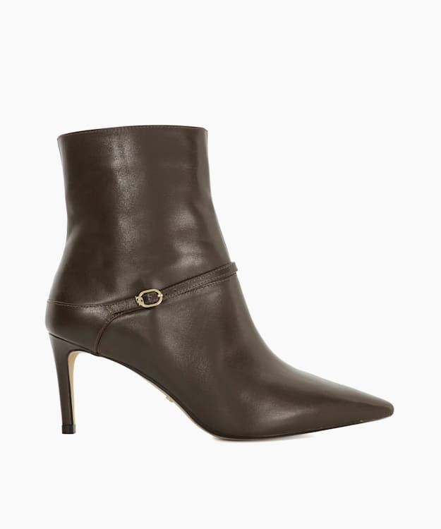 dune london Olene - Brown Heeled Leather Ankle Boots
