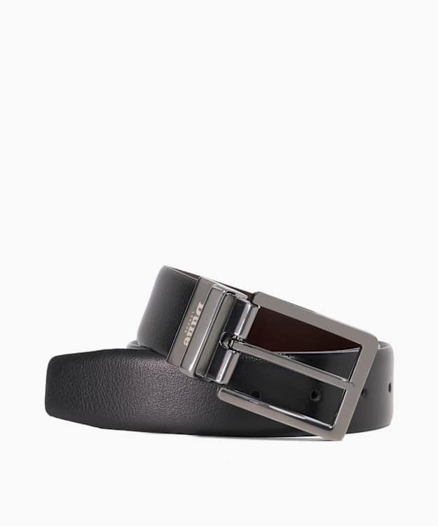 dune london Opra - Black Reversible Leather Belt