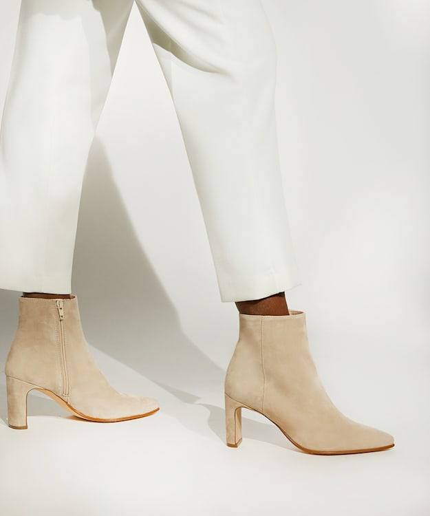Dune London Otta - Sand Mid-Heel Pointed Ankle Boots