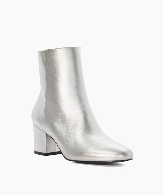 Dune London Ottack - Silver Block-Heeled Ankle Boots