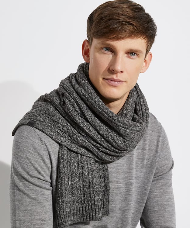 Dune London Ottto - Grey Cable Knit Scarf