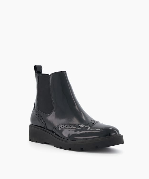 Dune London Paleo - Black Leather-Mix Ankle Boots