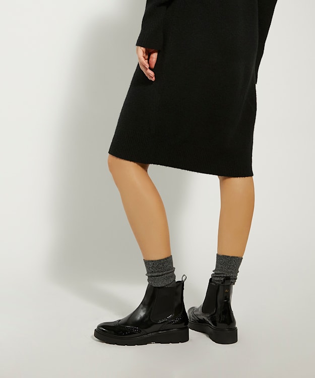 Dune London Paleo - Black Leather-Mix Ankle Boots
